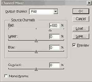 Диалоговое окно Channel Mixer
